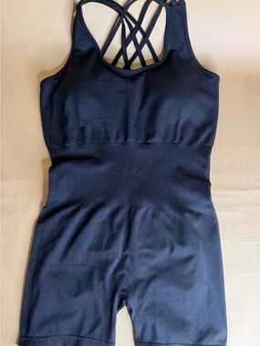 Girls Strappy Navy Blue One-Piece Bodysuit